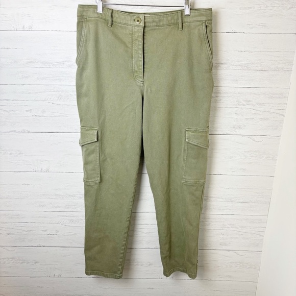 Aritzia Wilfred Free Modern Cargo Pants Storm Green 16 - Cotton Stretch Khaki - Picture 3 of 12